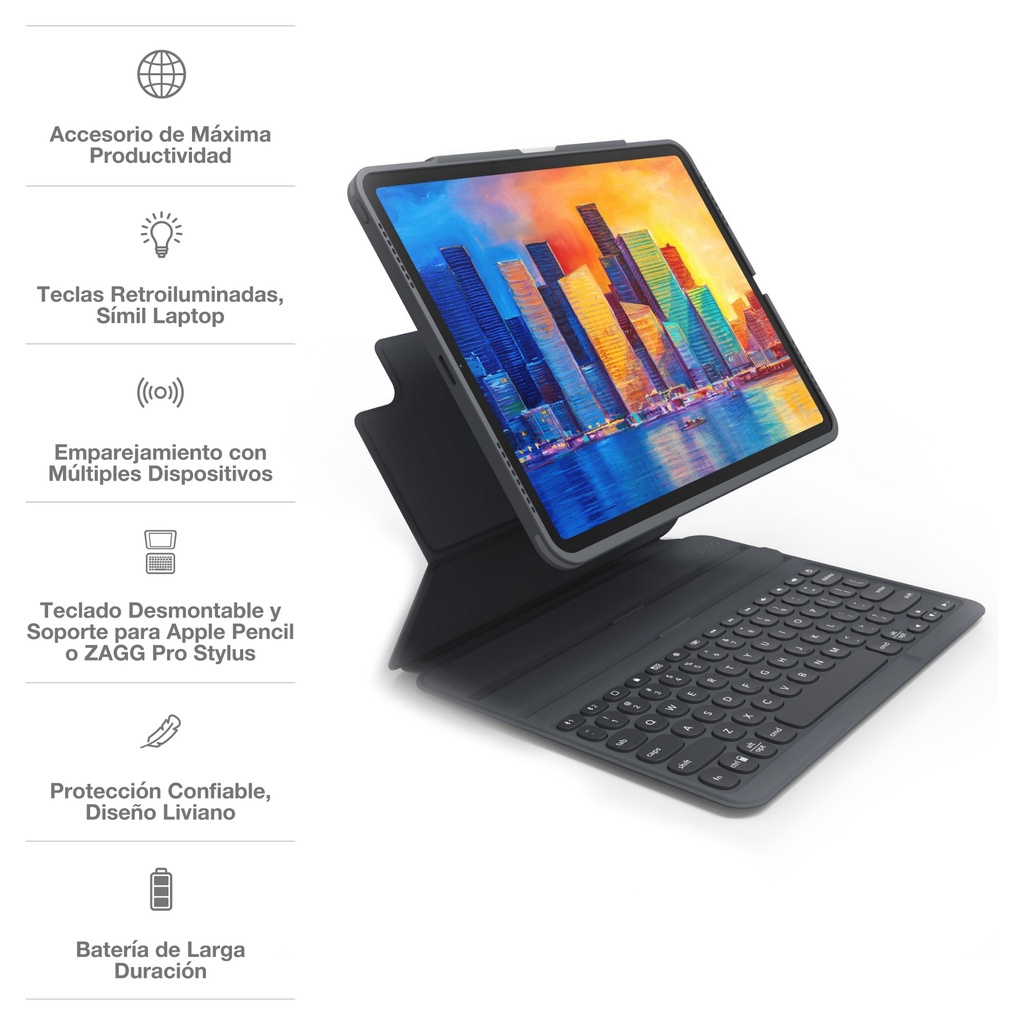 Teclado con Funda ZAGG iPad Pro 11 (4 Gen) Pro Keys Desmontable