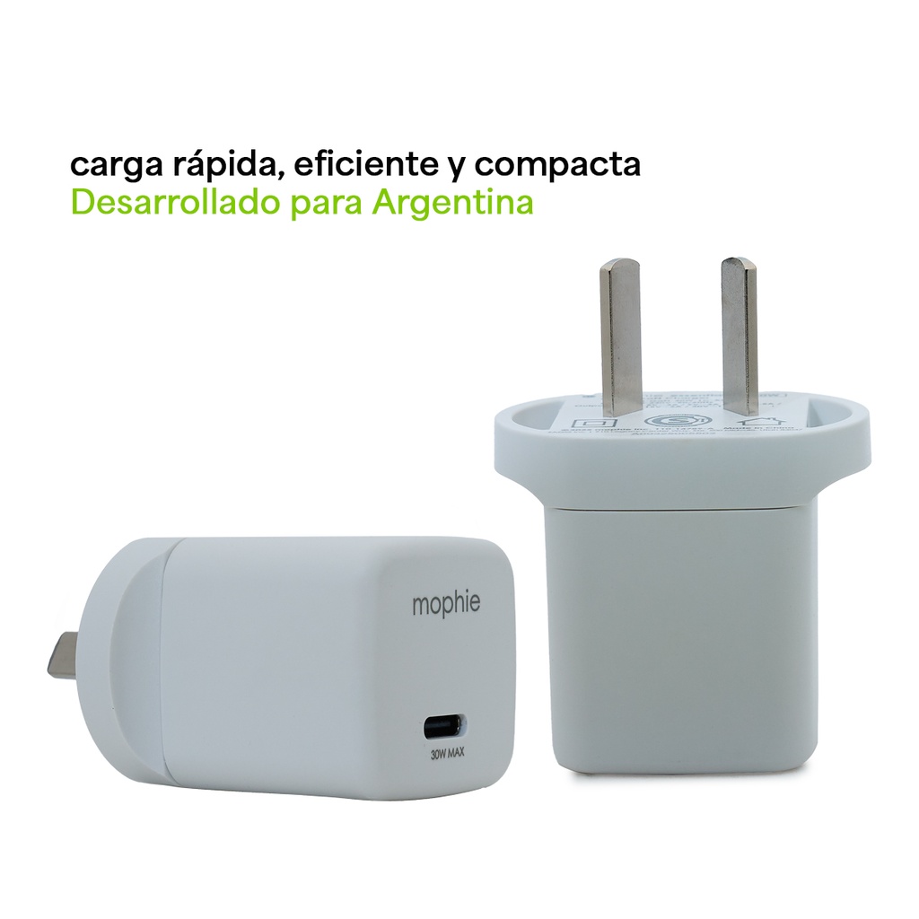 Cargador de pared mophie 30W - Blanco