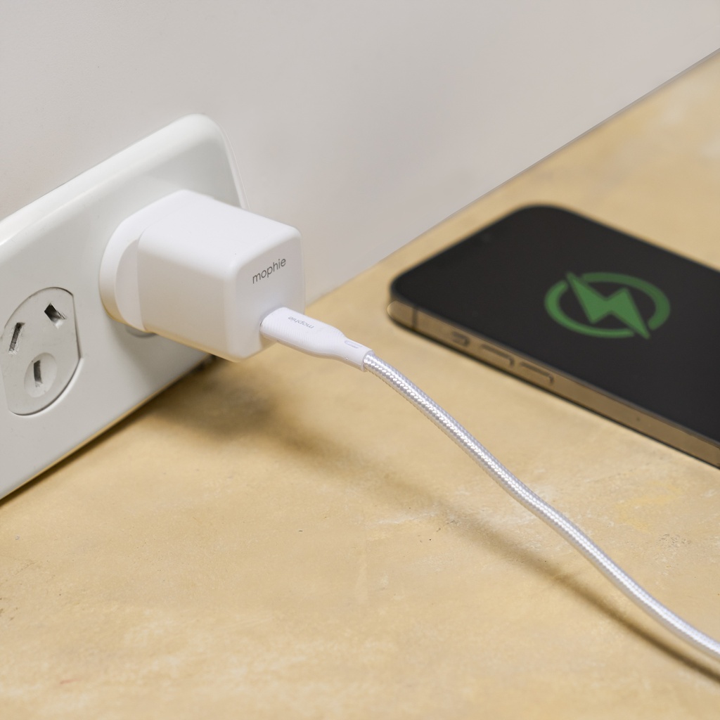 Cargador de pared mophie 30W - Blanco